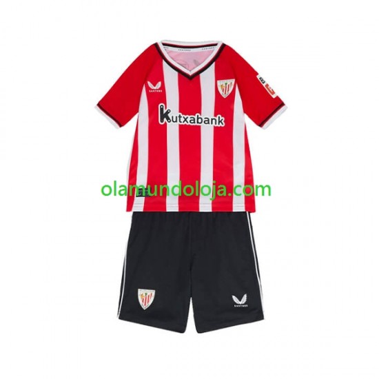 Camisola Athletic Bilbao Criança Equipamento Primeiro 2023-2024 Manga Curta